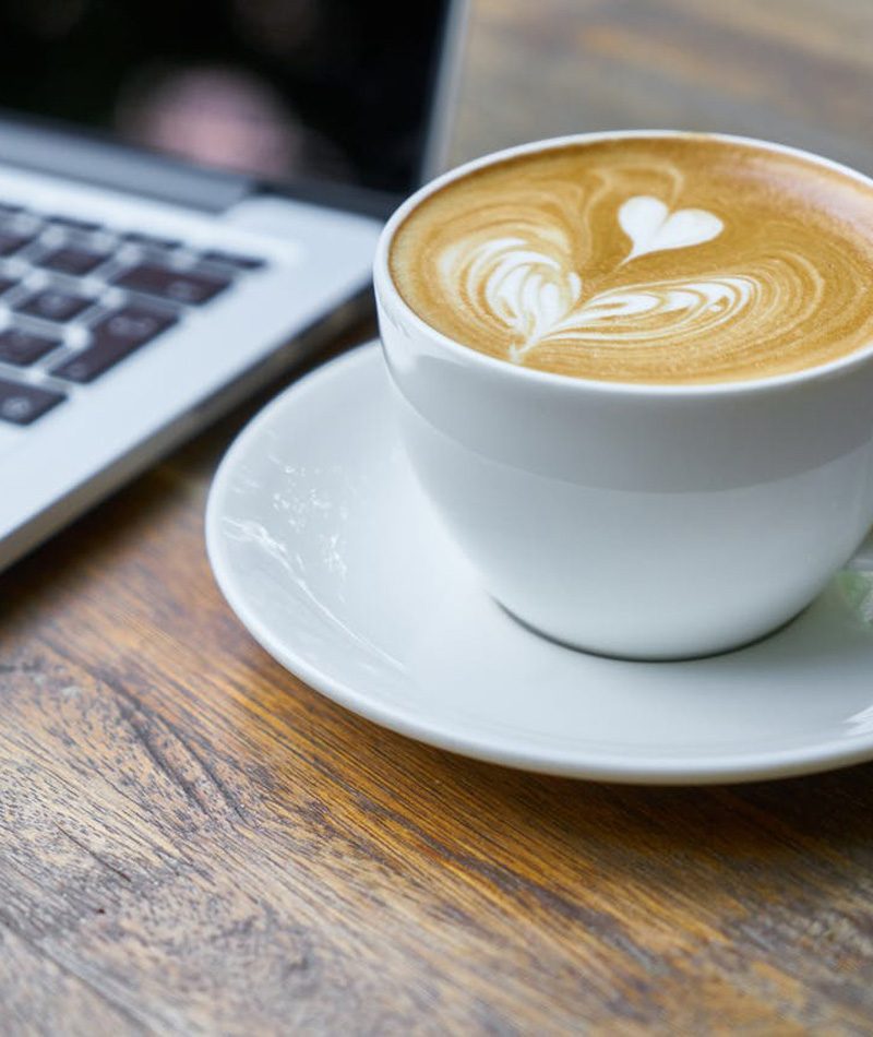 coffee and computer on table