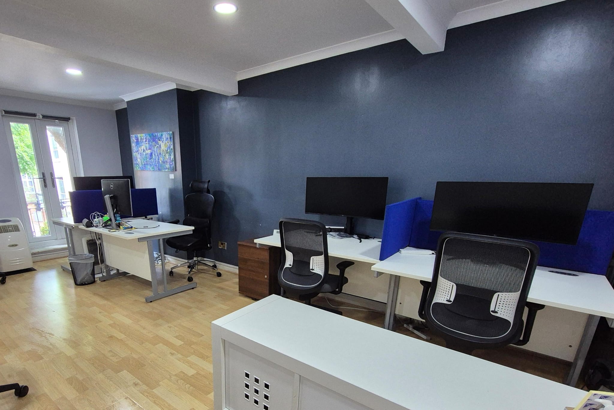 Maple Works' new Hybrid Working memberships in Surbiton, featuring flexible hotdesking options with high-quality monitors